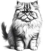 A sketch of a Persian cat. AI-Generated. AI-Generated. png