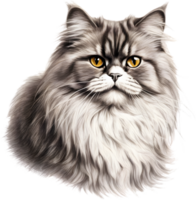 A sketch of a Persian cat. AI-Generated. AI-Generated. png