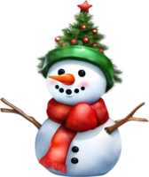 boneco de neve a comemorar a próximos Natal feriado. gerado por ai. png