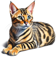 ein skizzieren von ein Bengalen Katze. KI-generiert. png