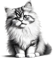 A sketch of a Persian cat. AI-Generated. AI-Generated. png