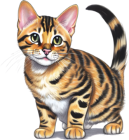 ein skizzieren von ein Bengalen Katze. KI-generiert. png