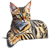 ein skizzieren von ein Bengalen Katze. KI-generiert. png