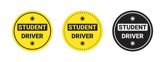 Round stickers Student driver. Please Be Patient warning sign. Vector scalable graphics