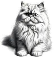 A sketch of a Persian cat. AI-Generated. AI-Generated. png