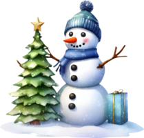 snowman celebrating the upcoming Christmas holiday. AI-Generated. png