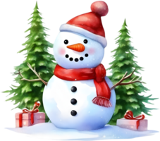 snowman celebrating the upcoming Christmas holiday. AI-Generated. png