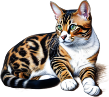 ein skizzieren von ein Bengalen Katze. KI-generiert. png