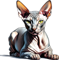 ein skizzieren von ein Sphynx Katze. KI-generiert. png