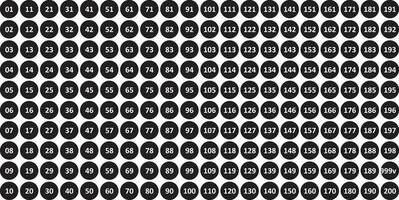 Numbered Stickers 1-200 Rounded Shape Vector, Resizable. vector