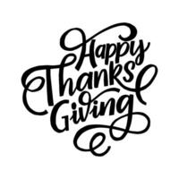 Happy thanksgiving card with modern brush calligraphy and decorative wreath. Vector illustration