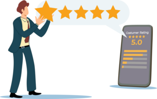 cinq étoiles évaluation retour d'information de client la satisfaction png