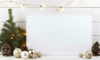 white wooden board with christmas theme AI Generated photo