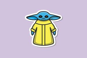 Alien cartoon vector stiker icon illustration. Science and technology icon design concept.