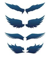 A set of silhouettes of paired wings vector