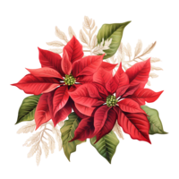 Red poinsettia flower Ai Generative png