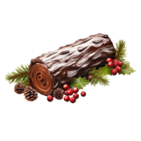 Christmas Cake Yule Log Cake Ai Generative png