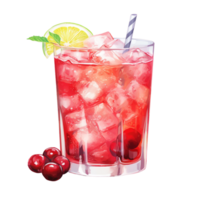 Fresh raspberry lemonade drink glass with slices Ai generative png