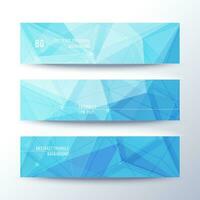 three banners with blue geometric shapes vector