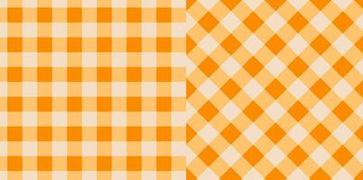 Gingham checkered plaid pattern in orange use for tablecloth, gift paper, napkin, blanket, scarf, textile and etc. vector