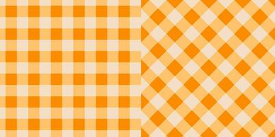 Gingham checkered plaid pattern in orange use for tablecloth, gift paper, napkin, blanket, scarf, textile and etc. vector