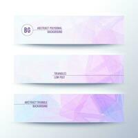 abstract geometric banners set with purple and blue colors vector