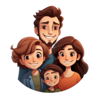 tecknad serie familj tecken illustration, ai genererad png