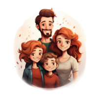 Cartoon family characters illustration, Ai generated png