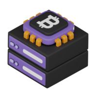 bitcoin servidor 3d icono criptomoneda concepto en futurista estilo 3d hacer png