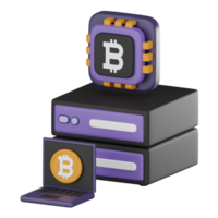 Bitcoin Kryptowährung Bergbau Server Symbol, 3d machen png