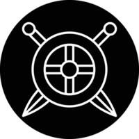 Two Swords And Shield Vector Icon