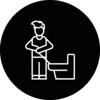 Man Cleaning Bathroom Vector Icon