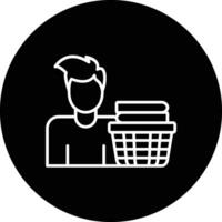 Man Doing Laundry Vector Icon