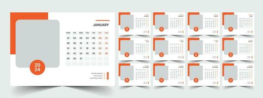 Desk Calendar 2024 template design, Office Calendar 2024 vector