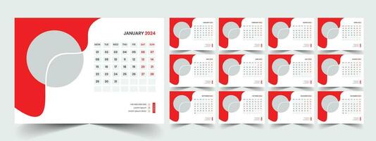 Desk Calendar 2024 template design, Office Calendar 2024 vector