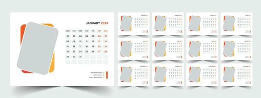 Desk Calendar 2024 template design, Office Calendar 2024 vector