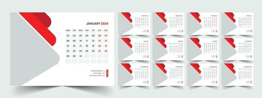 Desk Calendar 2024 template design, Office Calendar 2024 vector