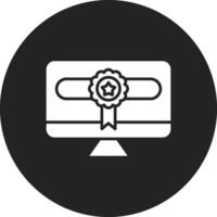 icono de vector de certificado en línea