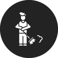 Man Sweeping Floor Vector Icon