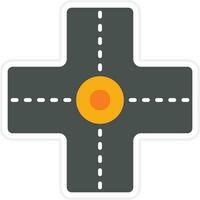 Four Way Intersection Vector Icon