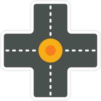 Four Way Intersection Vector Icon