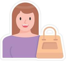 mujer compras vector icono