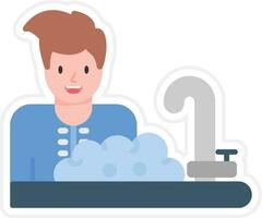 Man Washing Dishes Vector Icon