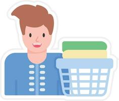 Man Doing Laundry Vector Icon