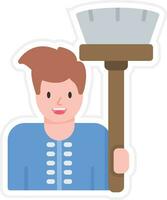 Man Holding Mop Vector Icon