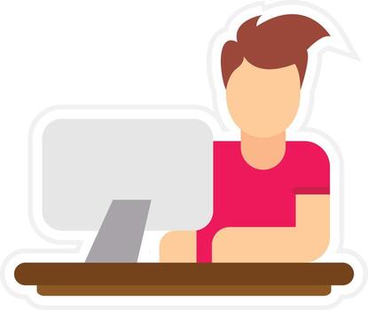Working on Computer Vector Icon