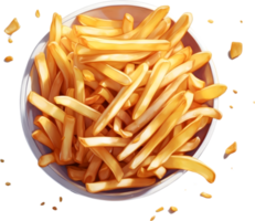 franska pommes frites, gyllene franska pommes frites, Krispig pommes frites, franska frites närbild ai generativ png