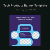 Vector tech service promotional Instagram post template layout