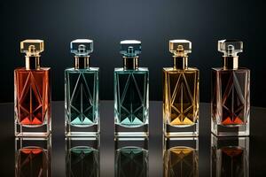 perfume bottles mockup for perfume product on the dark tone background photo