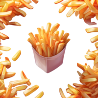 franska pommes frites, gyllene franska pommes frites, Krispig pommes frites, franska frites närbild ai generativ png